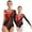 Red, variant on iiniim Womens Shiny Gymnastics Leotard Metallic Contrast Color Long Sleeve Bodysuit Performance Red S