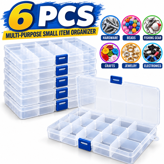 [Clear Jewelry Box] 6pcs Clear Jewelry Box | Plastic Bead Storage Craft Container Earrings Organizer