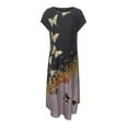 thumbnail image 2 of Daeful Robe Longue pour Femmes Col Rond Maxi Robes Fête Imprimé Floral Bohème Été Plage Robe Noire 2TG, 2 of 4
