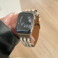 thumbnail image 3 of Leather Band Compatible with Apple Watch Band 38mm 40mm 41mm Women Men Dressy Breathable Rope Leather Strap for iWatch SE Series 9 8 7 6 5 4 3 2 1,WhiteCoffee, 3 of 6