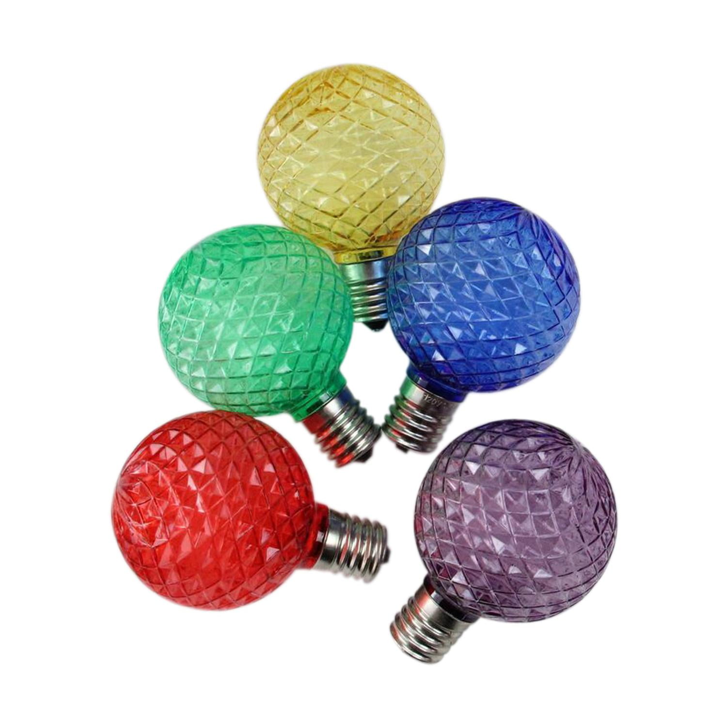 Pack of 25 Faceted LED G50 MultiColor Christmas Replacement Bulbs