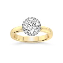 1 Carat IGI Certified Round Shape Lab Grown Diamond Engagement Ring | 14K Yellow Gold | Anna Hidden Accents Halo Lab Diamond Ring | FG-VS1-VS2 Quality Friendly Diamonds