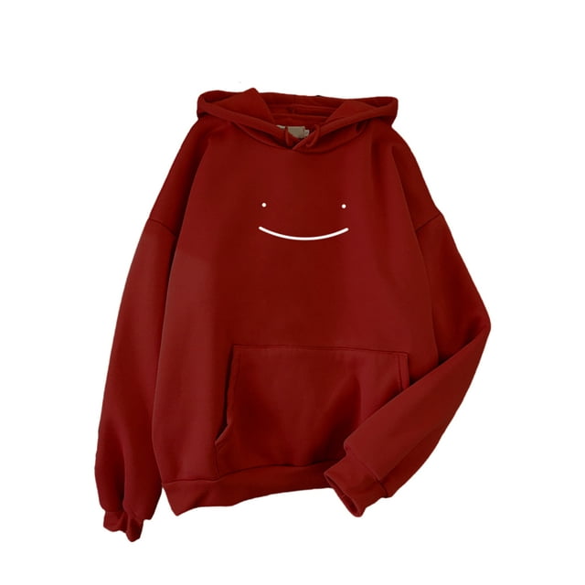 Fashnice Chandails en Molleton à Capuche pour Femmes Manches Longues Chandail avec Poche Chandails à Capuchon Coupe Ample Chandail à Capuchon d'Hiver Rouge Vin G