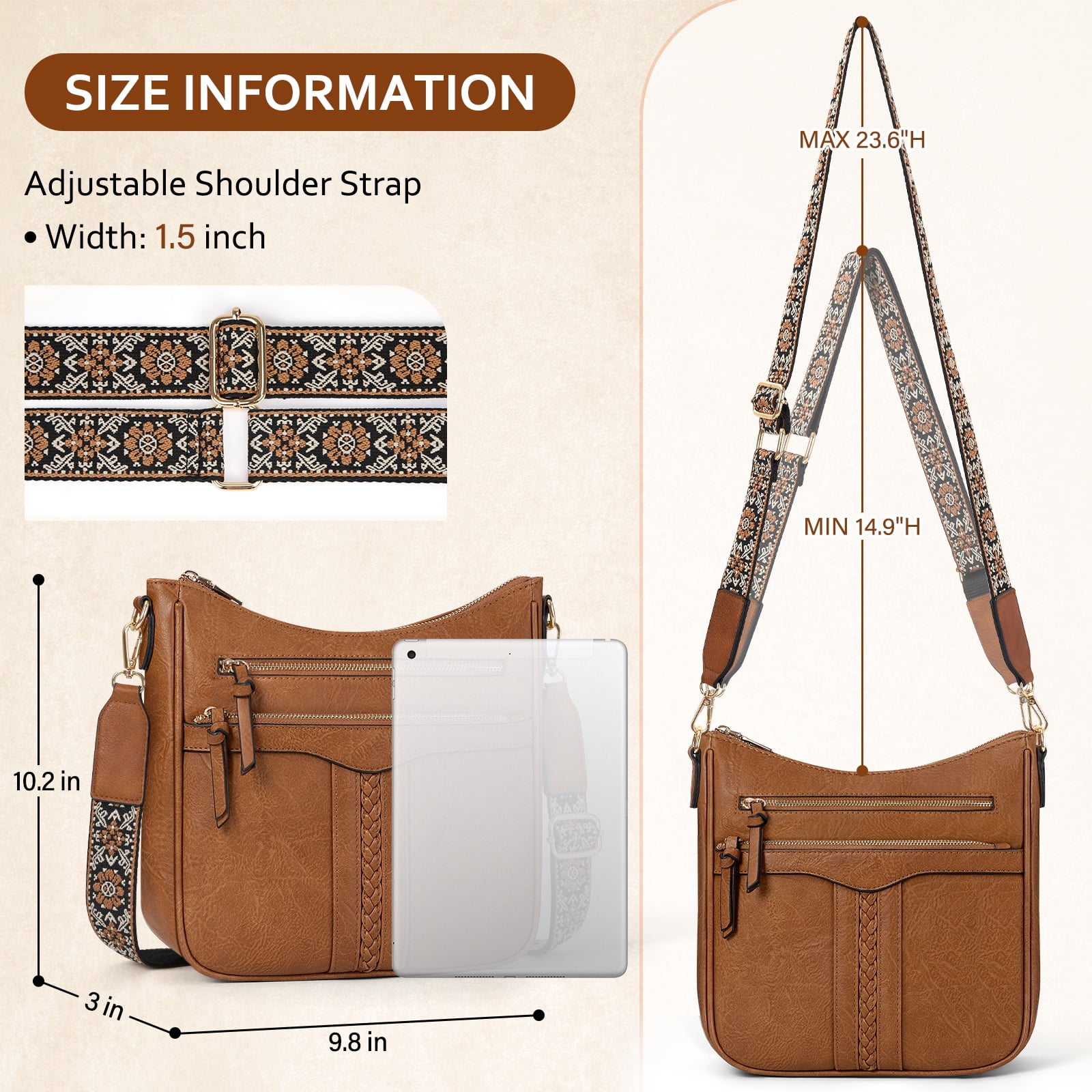 RAINSMORE Roomy Crossbody Bags for Women Trendy Handbags Crossbody Purses Soft Leather Shoulder Bag Lightweight Travel Purse