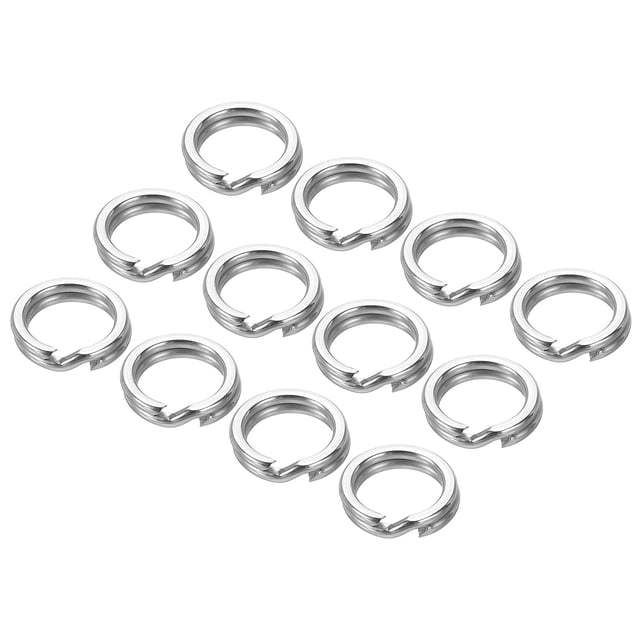 Unique Bargains , 0.46 x 0.33' Fishing Split Rings Fishing Swivel Stainless Steel Rings with Double Flattened Connectors,100 PACK