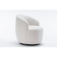 thumbnail image 3 of Swivel Accent Chair, Modern Teddy Fabric Upholstered Armchair Lounge Chair with Metal Base and Padded Cushion Comfy Single Sofa Chair with 360 Degree Swiveling Accent Chairs for Living Room, Ivory, 3 of 7