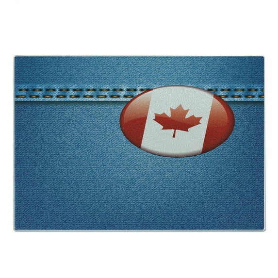 Canada Cutting Board, Canadian Flag on a Piece of Clothing, Decorative Tempered Glass Cutting and Serving Board, in 3 Sizes, by Ambesonne