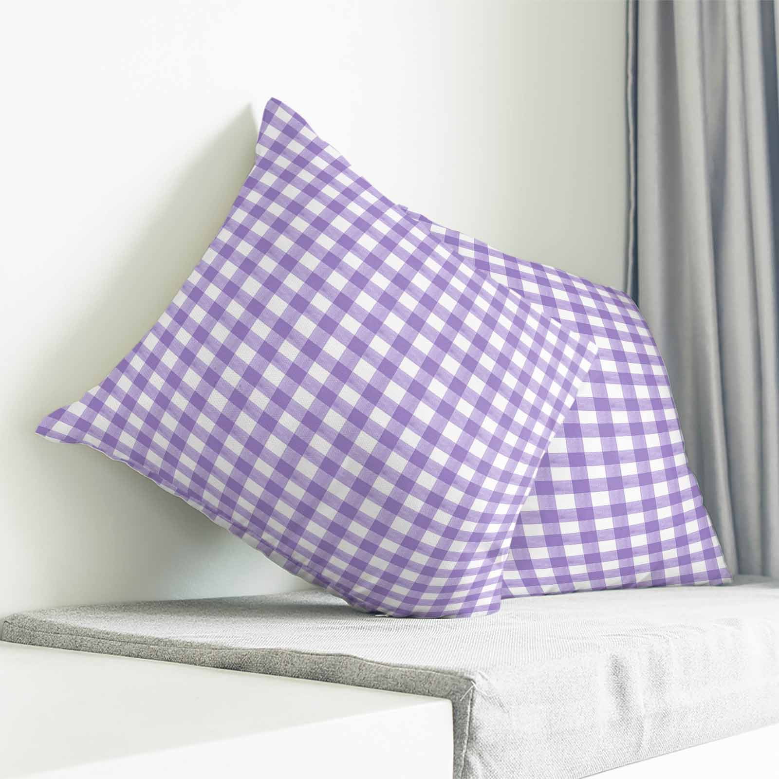 Throw Pillow Covers 18x18 Inch, Purple Decorative Pillow Cases for Couch Sofa Bed, Country French Rustic Buffalo Plaid Modern Art Cotton Linen Square Home Decor Pillowcases with Hidden Zipper