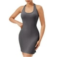 thumbnail image 2 of Ovzne Robes d'Été pour Femmes 2025 Robe d'Été à la Mode pour Femmes Couleur Unie Sans Manches Ajustée Robe de Sport Décontractée avec Coussinet de Poitrine Robe d'Été Liquidation, 2 of 7