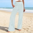 thumbnail image 2 of XIAOCHA Women's Stripe Print Wide Leg Pants Smocked High Waist Pants Daily Casual Loose Trousers, 2 of 4