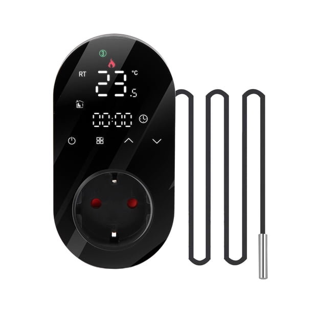 leyfeng Enchufe de salida del termostato digital 16A Controlador de temperatura del enchufe de salida 5 + 1 + 1 Seis períodos y calefacción y