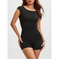 thumbnail image 4 of Women Solid Color Playsuits 1/4 Sleeve Summer Backless Jumpsuits Slim Casual Short Rompers Clubwear, 4 of 10