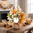 thumbnail image 5 of Fall Potted Floral Arrangement, Rustic Farmhouse Centerpiece with Maple Leaves and Pumpkins, Artificial Tiered Tray Tabletop Decor for Home Mantel Display, 5 of 7