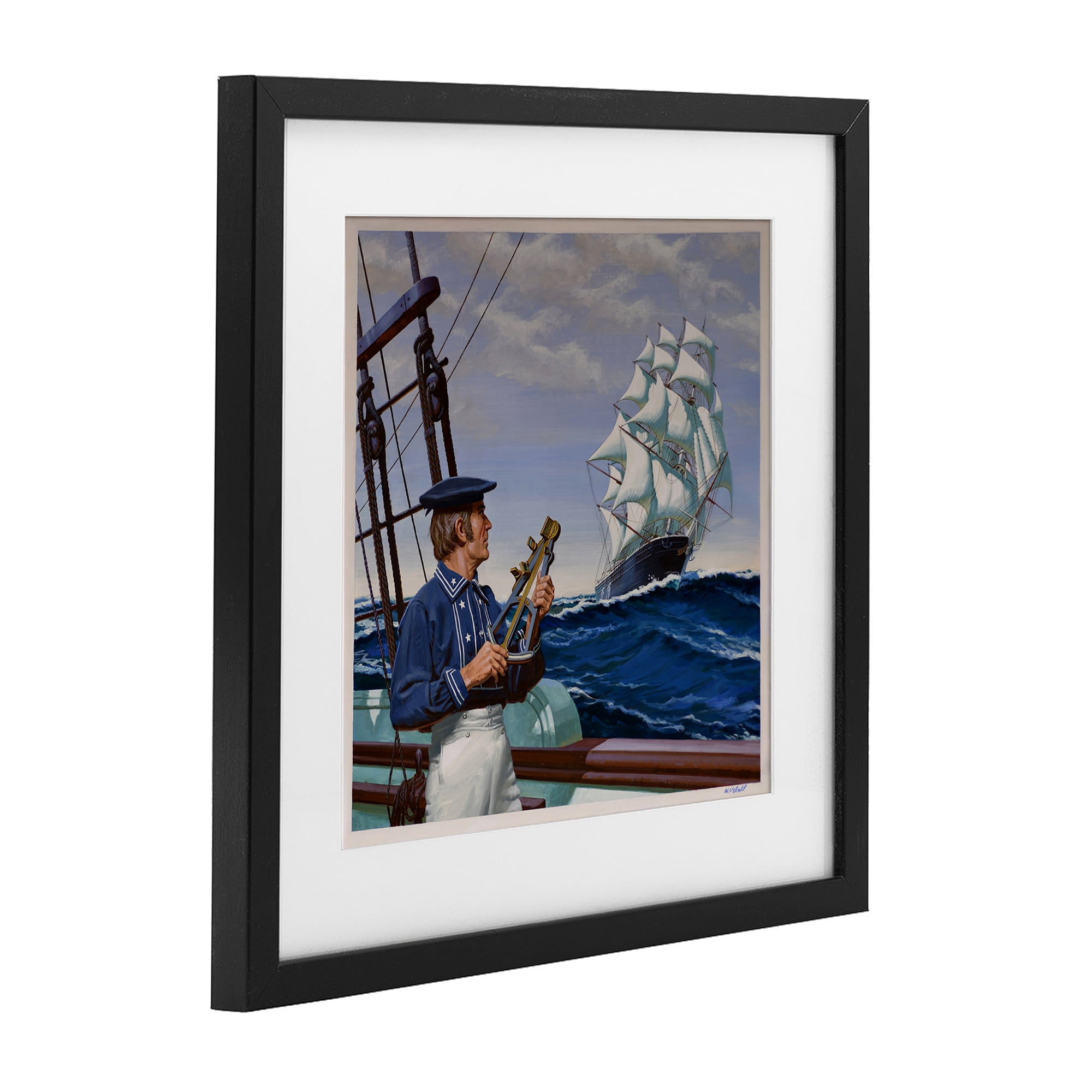Flying Cloud Sailing Ship Black Framed Print Under Glass, design by Wind River Studios