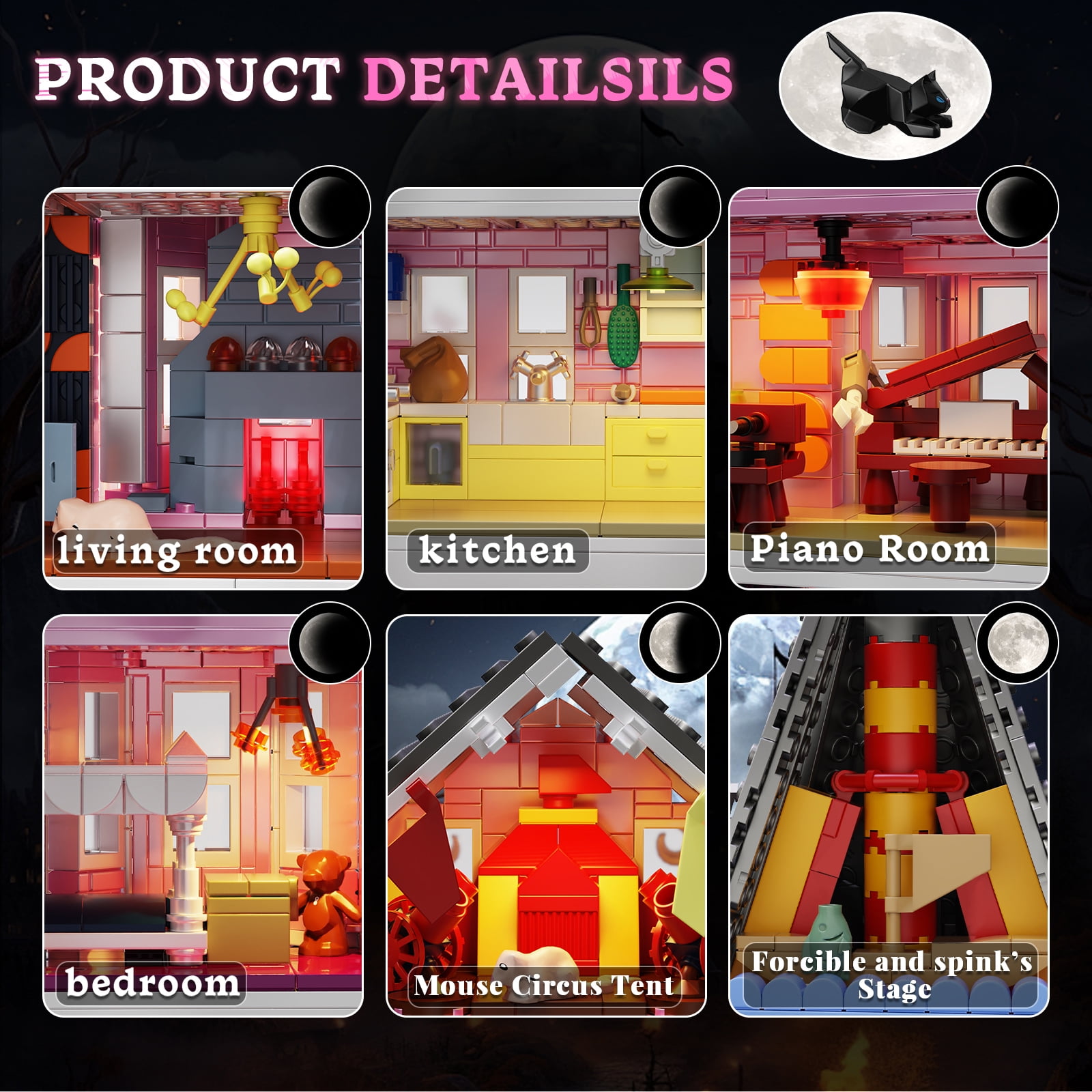 BuildingBoat Pink Palace Building Block Kit Dollhouse Model Christmas Party Halloween House Gift for Girls