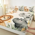 thumbnail image 3 of Feelyou Kawaii Lion King Full Size Sheets, Cute Giraffe Elephant Bed Sheets, Cartoon Animal Theme ESheet Sets, Ultra Soft Bedroom Decor, 4 Pieces, 3 of 7