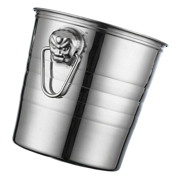 Stainless Steel Ice Bucket Cube Scoop for Freezer Bin Trays Galvanized Freezers Silver