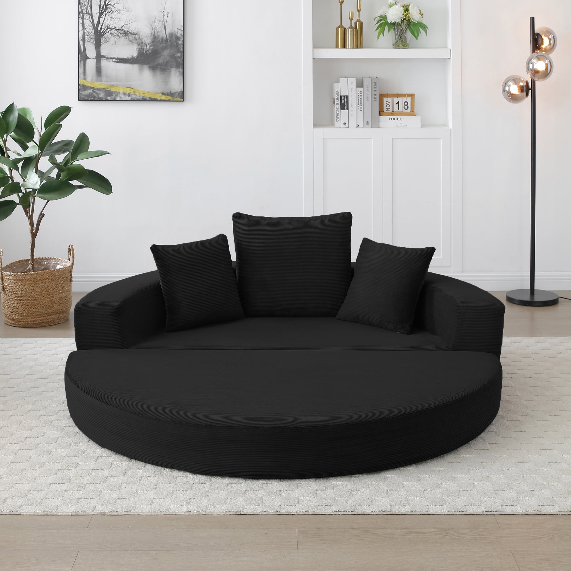Convertible Sofa Couch Bed, Adjustable Futon Sofa, No Assembly Compressed Corduroy Floor Lounge Sofa For Apartment Office Bedroom Living Room