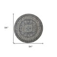 thumbnail image 3 of 8' Taupe Gray And Blue Round Floral Stain Resistant Area Rug, 3 of 5