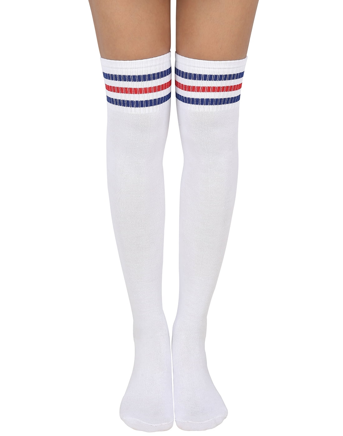 KESYOO 2Pairs of USA American Flag Socks Star Print Long Stocking Knee High Socks Sports Tube Socks Dress Up Props 