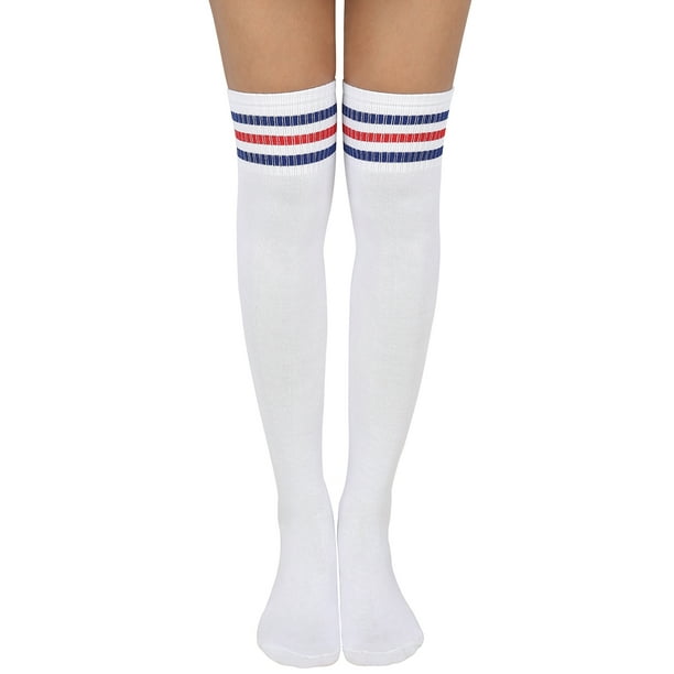 HDE HDE Women Three Stripe Over Knee High Socks Extra Long Athletic