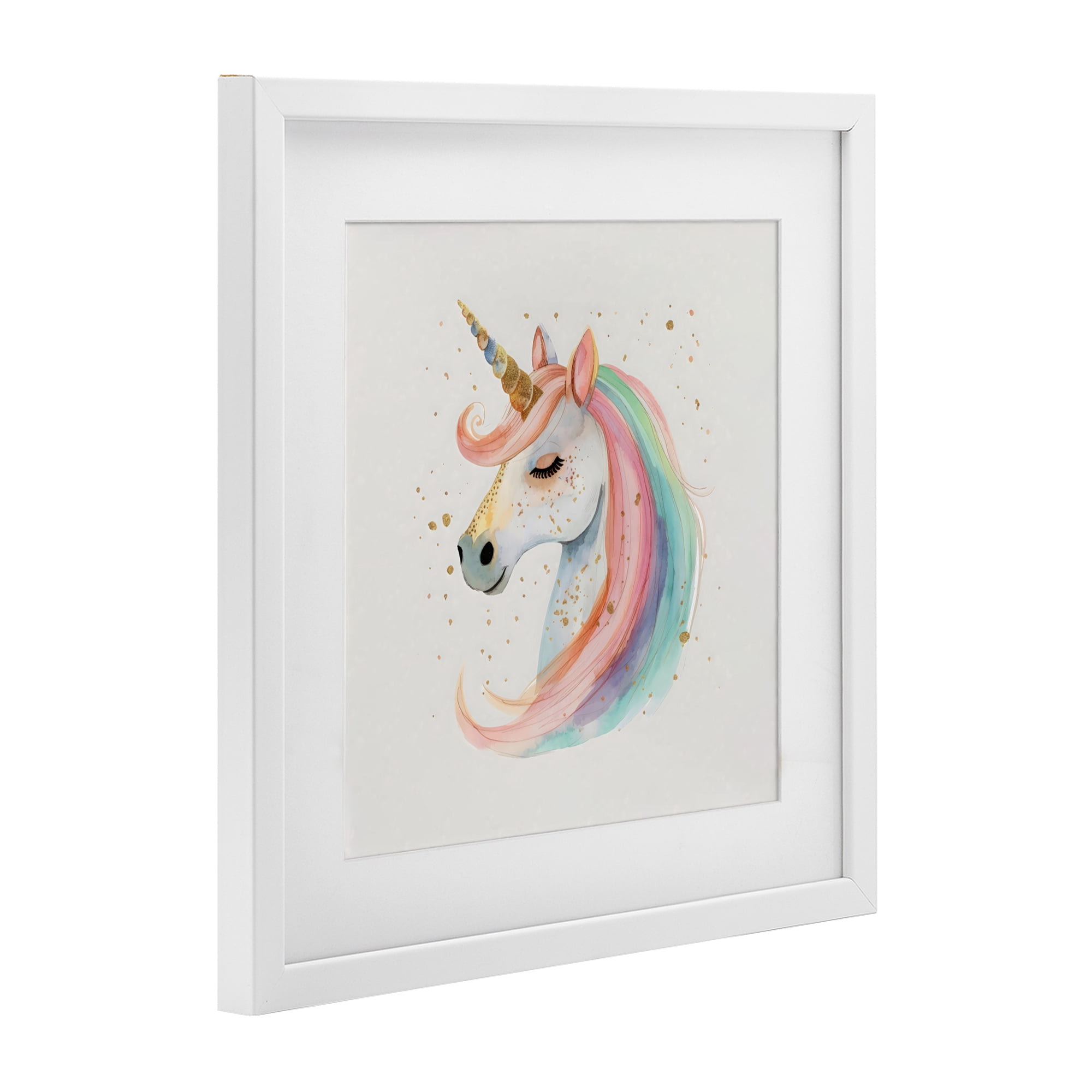 Stupell Industries Gold Accented Unicorn White Framed Print Under Glass, design by Creative Studio