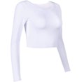 thumbnail image 2 of GHSDFBB Women's Basic Round Neck Long Sleeve Crop Top, 2 of 7