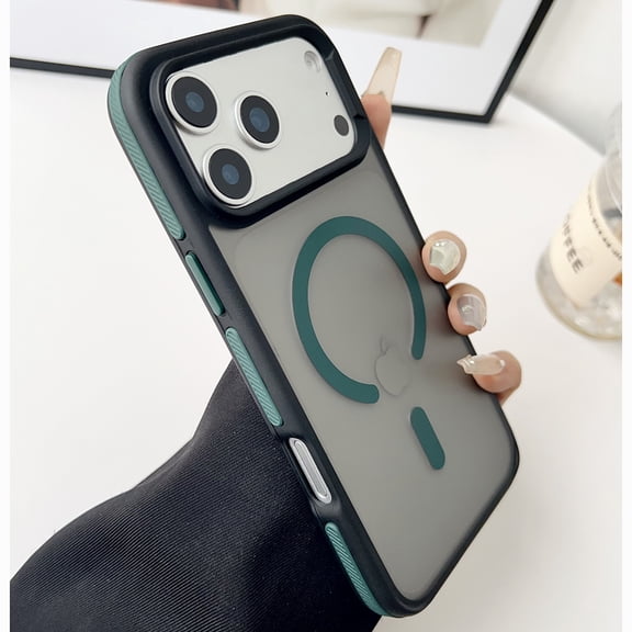 for iPhone 17 Case, Magnetic Case Compatible with Mag-Safe, Dual-Color Hybrid PC TPU Protective Phone Case, Military Graded Drop Protection, Anti-Scratch Shockproof Cover, Darkgreen