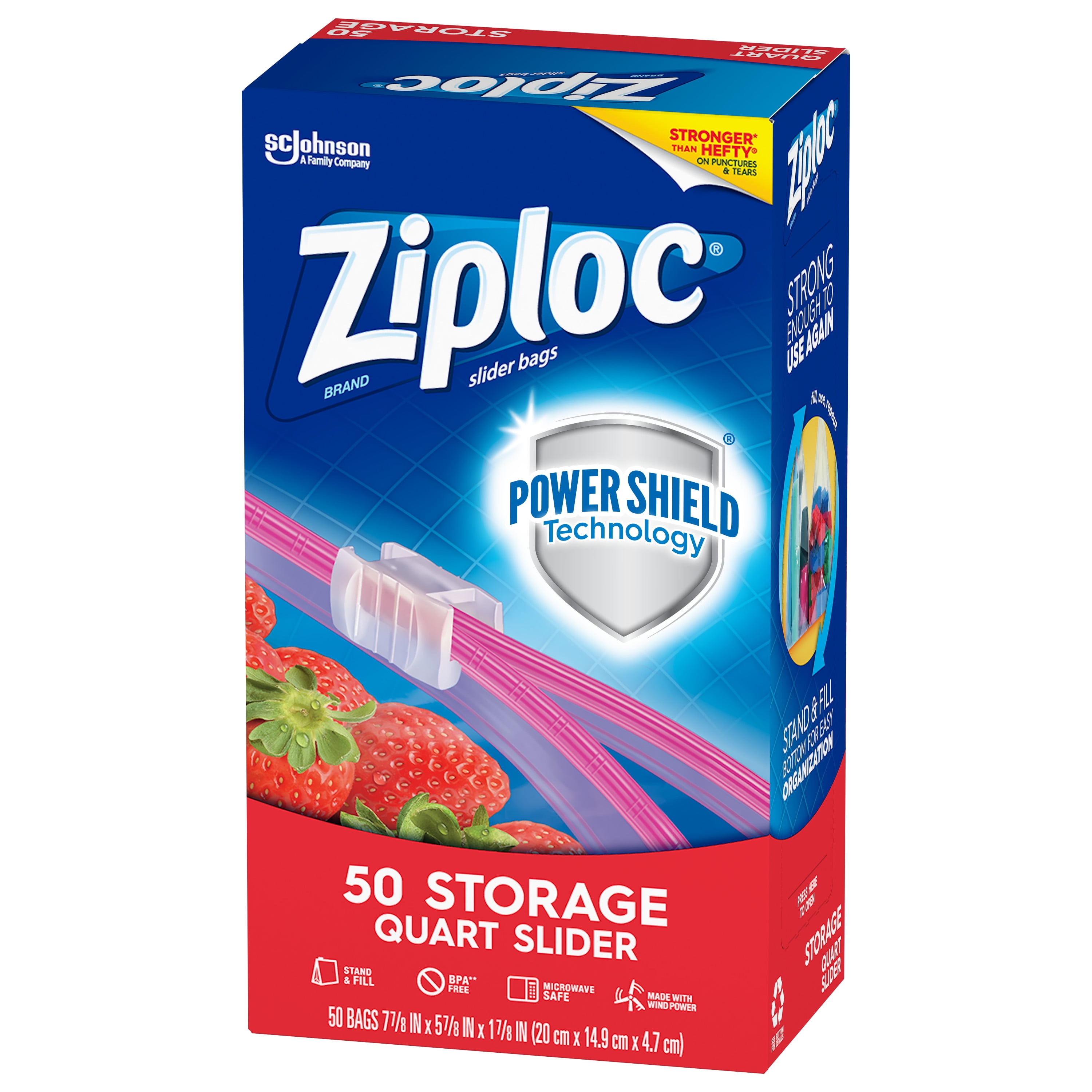  Ziploc Quart Food Storage Slider Bags, Power Shield Technology  for More Durability, 42 Count : Health & Household