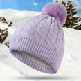 thumbnail image 3 of CYRBOKO Toddler Girls' Beanies Sets, Knitted Thermal Winter 3 Pieces Gloves with Sarves Purple Size 1-6 T, 3 of 3
