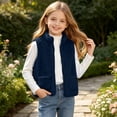 thumbnail image 4 of OGLCCG Girls Sherpa Fleece Vest Kids Full Zip Fuzzy Sleeveless Jacket with Pockets Lightweight Soft Warm Winter Coat(Navy,12-13 Years), 4 of 8