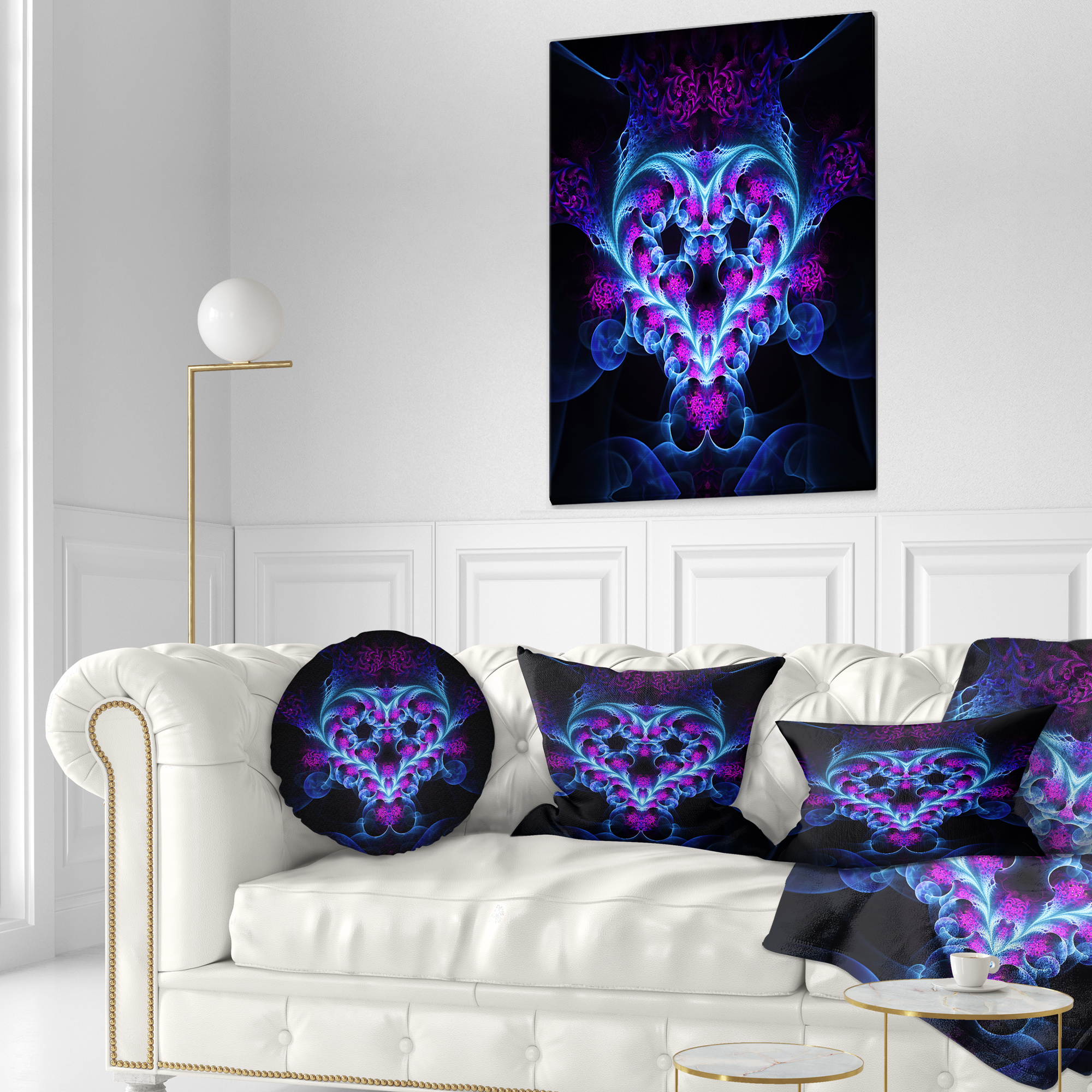 Designart 12" x 20" Abstract Blue Polyester Throw Pillow