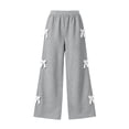 thumbnail image 3 of Wilark Girls Wide Leg Sweatpants with Bows Size 12, Fashion Baggy Elastic Waist Casual Track Pants Gray, 3 of 7