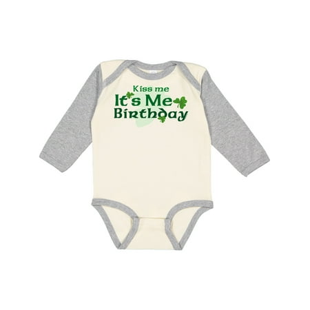 

Inktastic Kiss Me Irish Birthday Gift Baby Boy or Baby Girl Long Sleeve Bodysuit