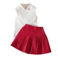 thumbnail image 1 of Gibobby Conjunto de 2 uds de Lana Camiseta sin mangas para niñas pequeñas, Tops, faldas con tirantes, vestido a cuadros, 2 uds., conjunto de ropa de princesa(Rojo, 3-4 Años), 1 of 5