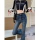 thumbnail image 5 of LEDP-pantalones vaqueros Retro de cintura alta para mujer, Jeans elásticos de Micro trompeta, diseño elástico de moda, sentido de borde crudo, Pantalones rectos delgados, 5 of 5