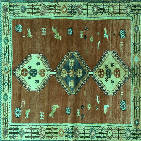 Ahgly Company Indoor Square Persian Turquoise Blue Traditional Area Rugs, 5' Square