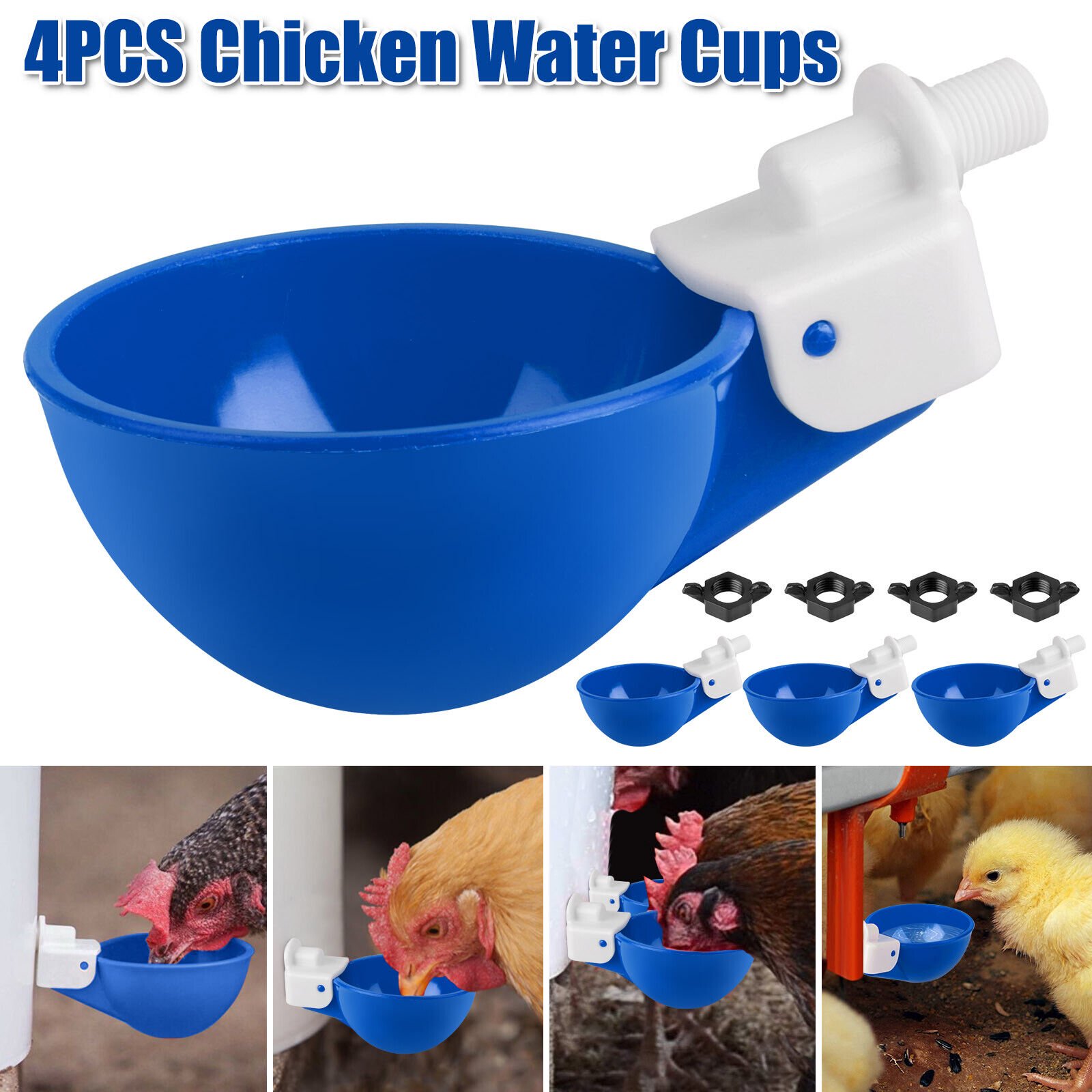 4pcs Automatic Chicken Water Feeder Cups, Poultry Drinking Feeder Cup