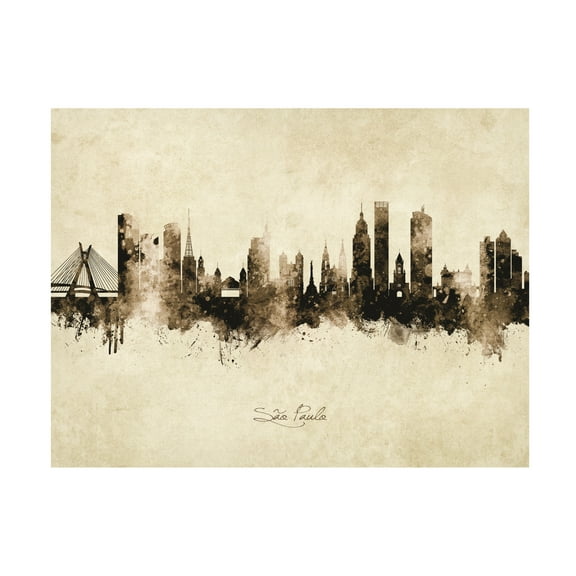 Michael Tompsett 'São Paulo Skyline Brazil Vintage' Canvas Art