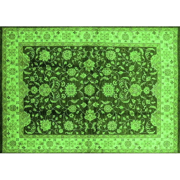 Ahgly Company Indoor Rectangle Oriental Green Traditional Area Rugs, 4' x 6'