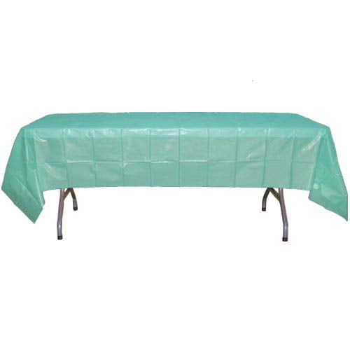 12-Pack - Premium Plastic Tablecloth 54in. x 108in. Rectangle Table Cover -  Aq..