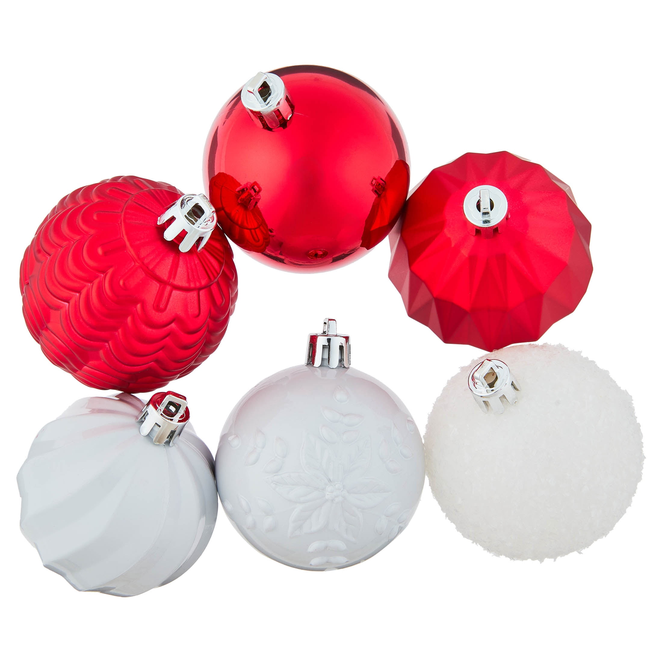 24-Count Red and White Ball Shatterproof Christmas Ornaments, 2.8", by Holiday Time