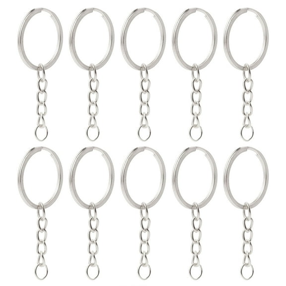 FOLOYORI 10Pcs Small Split Key Rings Metal Keychain Ring Part for Everyday Use Silver 6x3x0.2cm