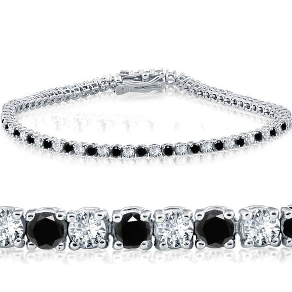 Pompeii3 2Ct Black & White Diamond Tennis Bracelet 14K White Gold 7" (G/H,I1)