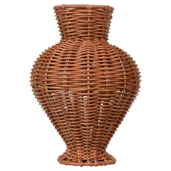 Better Homes & Gardens Woven Faux Rattan Indoor Vase, 10", Brown