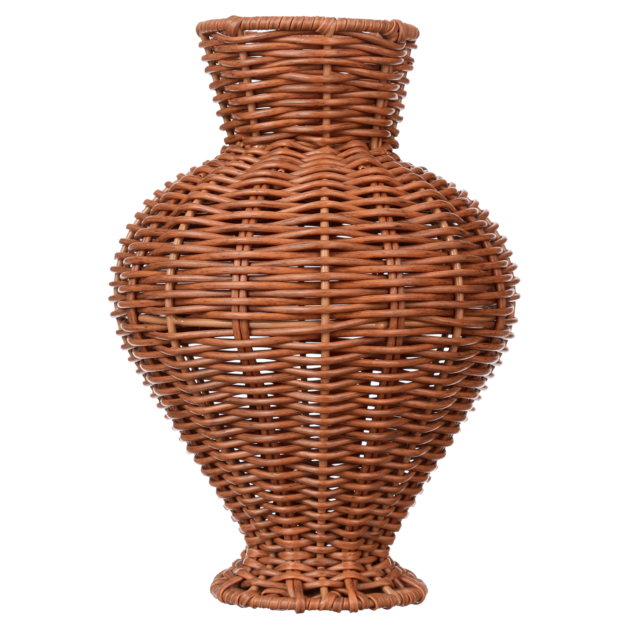 Better Homes & Gardens Woven Faux Rattan Vase, 10 In, Brown