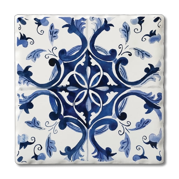 Thirstystone Blue & White Tile 4-Pack Tumbled Tile Coasters