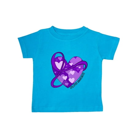 

Inktastic Epilepsy Awareness Purple Ribbon Around Heart Gift Baby Boy or Baby Girl T-Shirt
