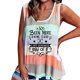 thumbnail image 4 of Moda mujer verano suelta sin mangas colorblock rayas letra impresión camiseta sin mangas Pompotops lopia993455, 4 of 6