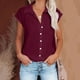 thumbnail image 2 of Camisas para mujer, camiseta de manga corta de lino y algodón informal de verano, camisetas holgadas de color sólido con solapa y botones Fridja bn8253, 2 of 6